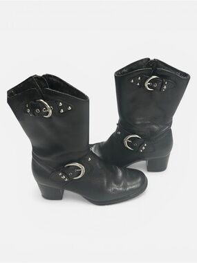 Harley-Davidson Women's black leather mid-calf Biker boots motorcycle sz 6.5